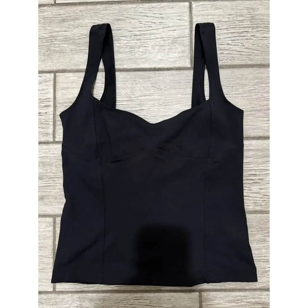 Free People Intimately Cami Top Womens Size Medium Black Knit Bustier Tank Top